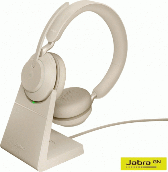 Jabra Evolve2 65 Link380a UC Stereo Beige Stand(26599-989-988)